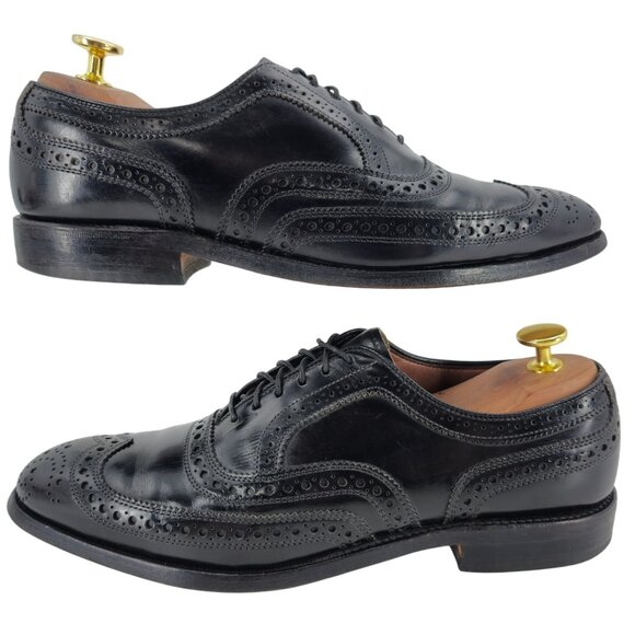 Allen Edmonds McAllister Black Leather Dress Shoes Mens 8A Wingtip Brogue Oxford - Picture 4 of 13